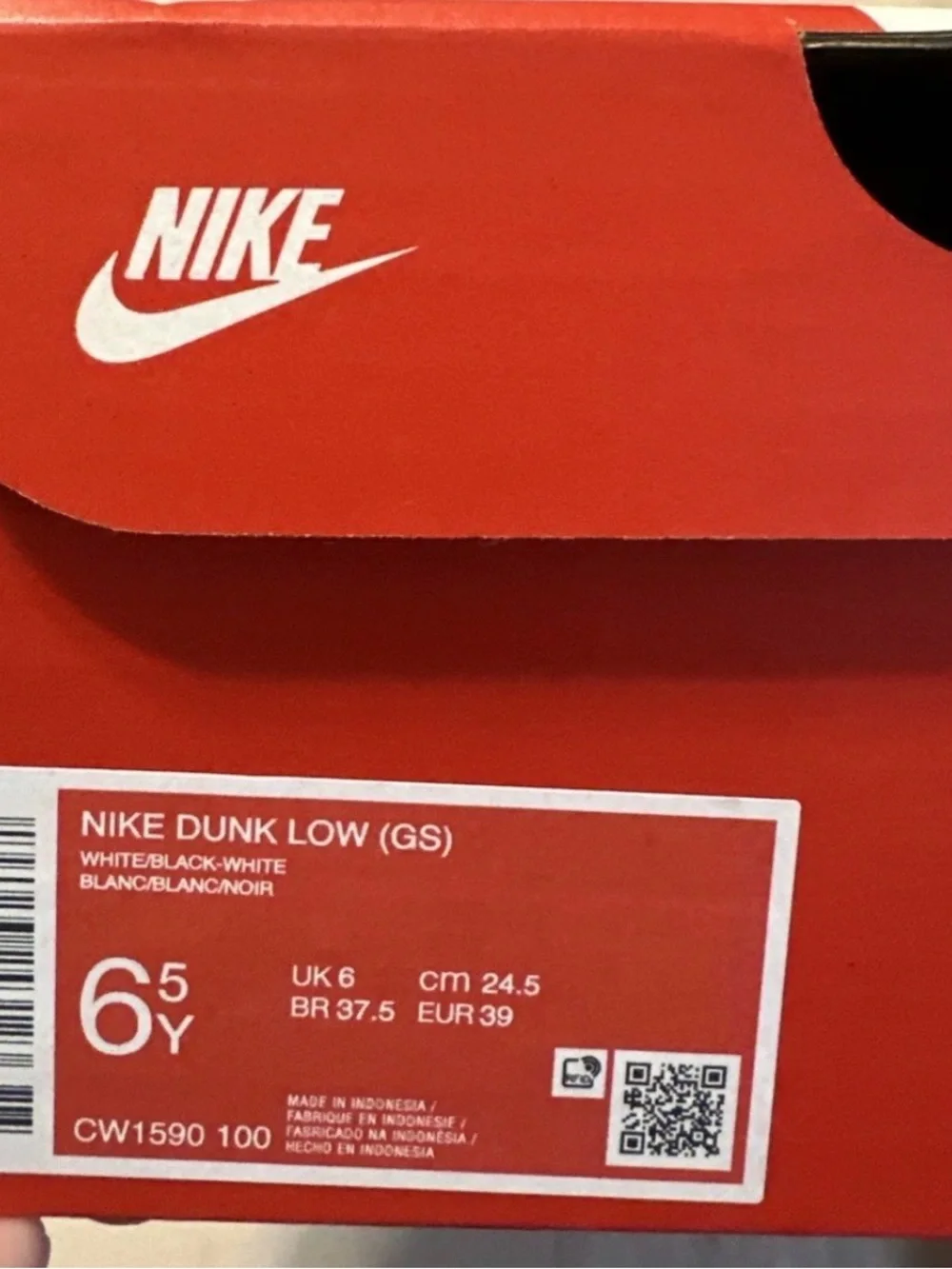 Youth Nike Dunk Low GS Shoes Black/White Color Block Panda Padded, CW1590-100